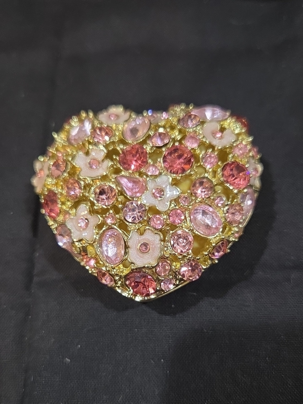 MULTI COLOR RHINESTONE HEART SHAPED TRINKET BOX